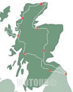 Routekaart motorvakantie naar John O'Groats Schotland